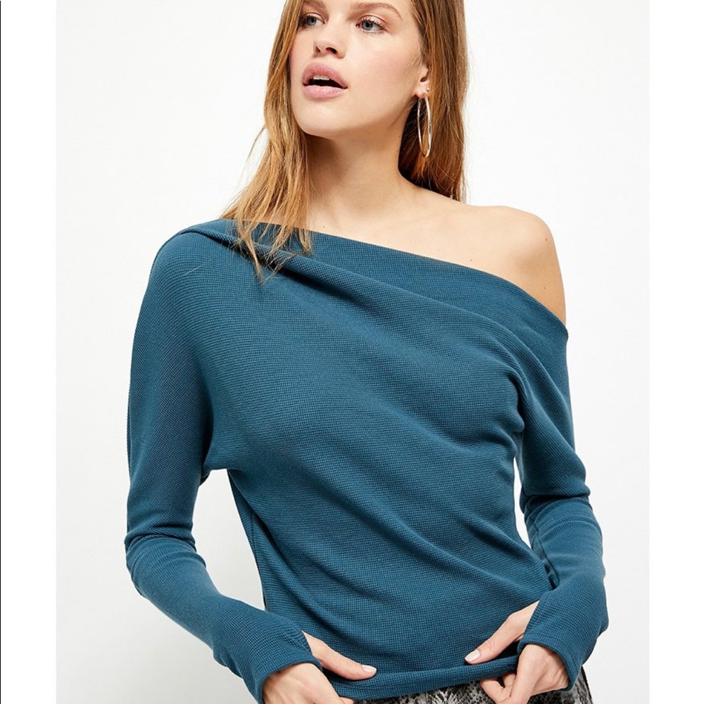 Free People Blue Off-Shoulder Top